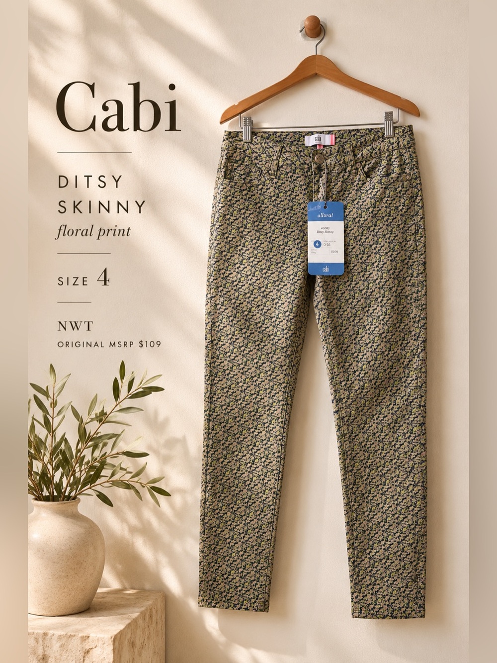 Cabi Ditsy Skinny Floral Print Jeans Pants Size 4